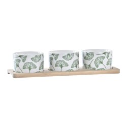 Tilltuggsset DKD Home Decor Bambu Stengods Blad 3 Delar 4 Delar