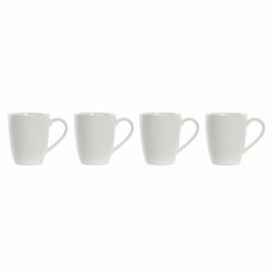 Set med 4 muggar DKD Home Decor Vit Naturell Gummitr Stengods 3