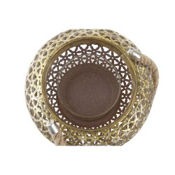 Lykta DKD Home Decor 26,5 x 26,5 x 22 cm Antikbehandlad Glas Gyl