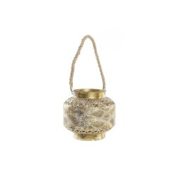 Lykta DKD Home Decor 26,5 x 26,5 x 22 cm Antikbehandlad Glas Gyl