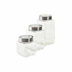 Uppsttning med 3 Burkar DKD Home Decor 750 ml 8,5 x 8,5 x 18 cm