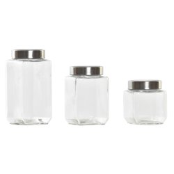 Uppsttning med 3 Burkar DKD Home Decor 750 ml 8,5 x 8,5 x 18 cm