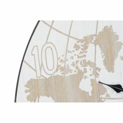 Vggklocka DKD Home Decor Svart Beige Metall MDF Vrldskarta (58