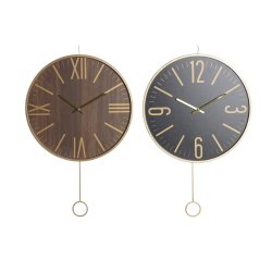 Vggklocka DKD Home Decor 40 x 4 x 40 cm Svart Brun Jrn Pendyl