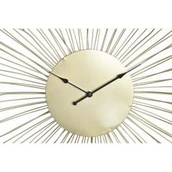 Vggklocka DKD Home Decor Blomster Gyllene Metall (57 x 4 x 57 c