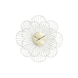 Vggklocka DKD Home Decor Blomster Gyllene Metall (57 x 4 x 57 c