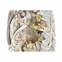 Julkrubba-set DKD Home Decor Gyllene Krm Harts Multicolour (18