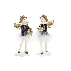 Julgranskula DKD Home Decor Harts ngel (8 x 9 x 20 cm) (2 antal
