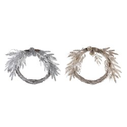 Julkrans DKD Home Decor Metall Polyester (50 x 6 x 40 cm) (2 ant