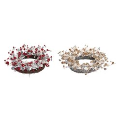Julkrans DKD Home Decor Metall Polyester (40 x 10 x 40 cm) (2 an