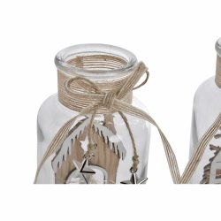Belysning dekoration DKD Home Decor Jul Naturell Hus (2 antal) (