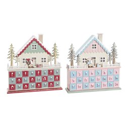 Adventskalender DKD Home Decor Tr Hus (32 x 8 x 33 cm) (2 antal