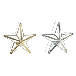 Jul-ljusstake DKD Home Decor Gyllene Silvrig Stjrna 16 x 8 x 16