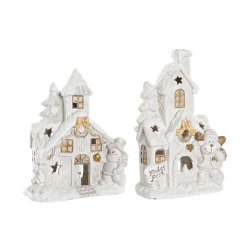 Julgranskula DKD Home Decor Hus Snfall Magnesium (38 x 21 x 45