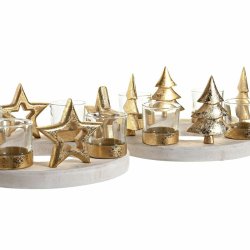 Jul-ljusstake DKD Home Decor Naturell Gyllene (2 antal) (21 x 11