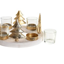 Jul-ljusstake DKD Home Decor Naturell Gyllene (2 antal) (21 x 11
