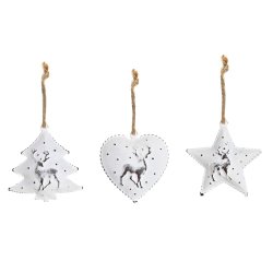 Juldekorationer DKD Home Decor Metall (12 x 12 x 3 cm) (3 antal)