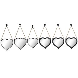 Spegelspel DKD Home Decor Speglar Hjrta Svart PP 2 antal (27 x