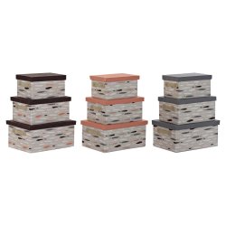 Set med stapelbara frvaringsldor DKD Home Decor Brun Gr Orang