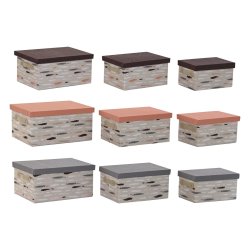 Set med stapelbara frvaringsldor DKD Home Decor Brun Gr Orang