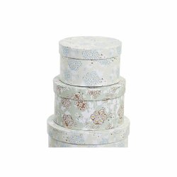 Set med stapelbara frvaringsldor DKD Home Decor Beige Grn Pap