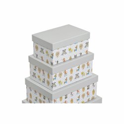 Set med stapelbara frvaringsldor DKD Home Decor Gr Husdjur Pa