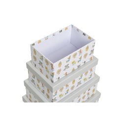 Set med stapelbara frvaringsldor DKD Home Decor Gr Husdjur Pa