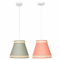 Taklampa DKD Home Decor 30 x 30 x 28 cm Naturell Orange Grn Rat