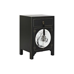 Nattduksbord DKD Home Decor Vit Svart Gyllene Gran Tr MDF 45 x