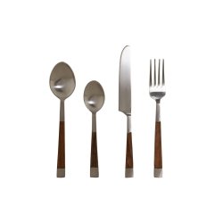 Bestick DKD Home Decor Naturell Silvrig Rostfritt stl Akaciatr
