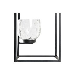 Ljusstakar DKD Home Decor Glas Svart Transparent 18 x 18 x 76 cm