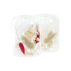 Ljusstakar DKD Home Decor Torkad blomma 8 x 8 x 11 cm Glas Beige