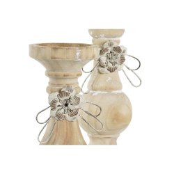 Ljusstakar DKD Home Decor Tr (9,5 x 9,5 x 28 cm) (2 Delar)