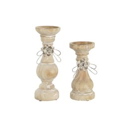 Ljusstakar DKD Home Decor Tr (9,5 x 9,5 x 28 cm) (2 Delar)