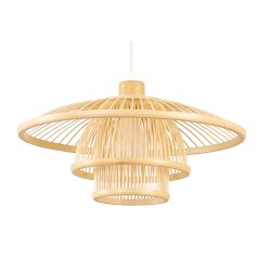 Taklampa DKD Home Decor Naturell Bambu 50 W 40 x 40 x 17 cm