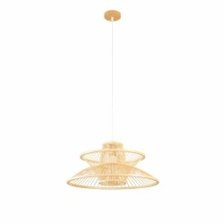 Taklampa DKD Home Decor 50 x 50 x 22 cm Ljusbrun Bambu 50 W