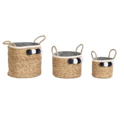 Korg - set DKD Home Decor Naturliga fibrer Tofs 40 x 40 x 35 cm