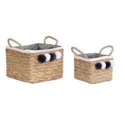 Korg - set DKD Home Decor Naturliga fibrer Tofs 33 x 33 x 25 cm
