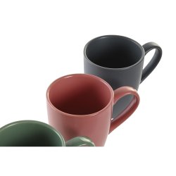 Set med 4 muggar DKD Home Decor Grn Rosa Naturell Mrkgr Steng