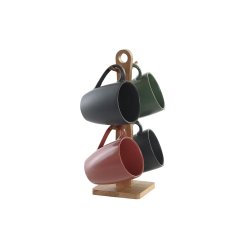 Set med 4 muggar DKD Home Decor Grn Rosa Mrkgr Stengods 300 m