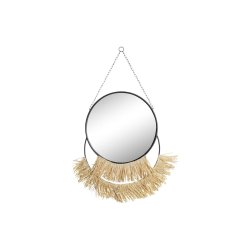 Vggspegel DKD Home Decor Svart Gyllene Naturell Frans Boho 55 x