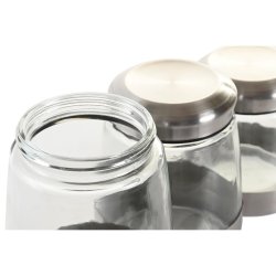 Uppsttning med 3 Burkar DKD Home Decor Glas Silvrig Transparent