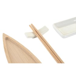 Sushiset DKD Home Decor 8 x 5 x 2 cm Keramik Naturell Vit Orient