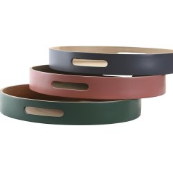 Bricka DKD Home Decor 38 x 38 x 5,5 cm (3 Delar)