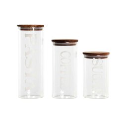Uppsttning med 3 Burkar DKD Home Decor 10,2 x 10,2 x 27,7 cm Na