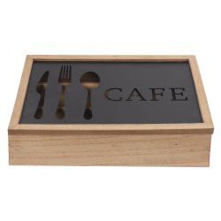 Besticks-sortering DKD Home Decor Brun Svart Metall Tr MDF Vint