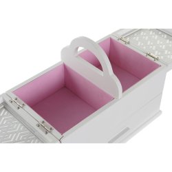 Smyckeskrin DKD Home Decor 16 x 17 x 28 cm Vit Ljusrosa Tr MDF