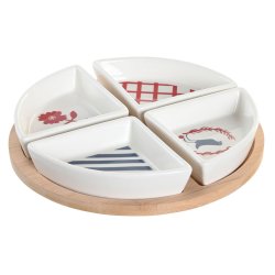 Tilltuggsset DKD Home Decor 21,5 x 21,5 x 1 cm Rd Bl Vit Steng