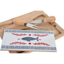 Tilltuggsset DKD Home Decor 24,5 x 20 x 1,2 cm Rd Bl Stengods