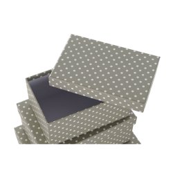 Set med stapelbara frvaringsldor DKD Home Decor Mus Gr Vit Pa